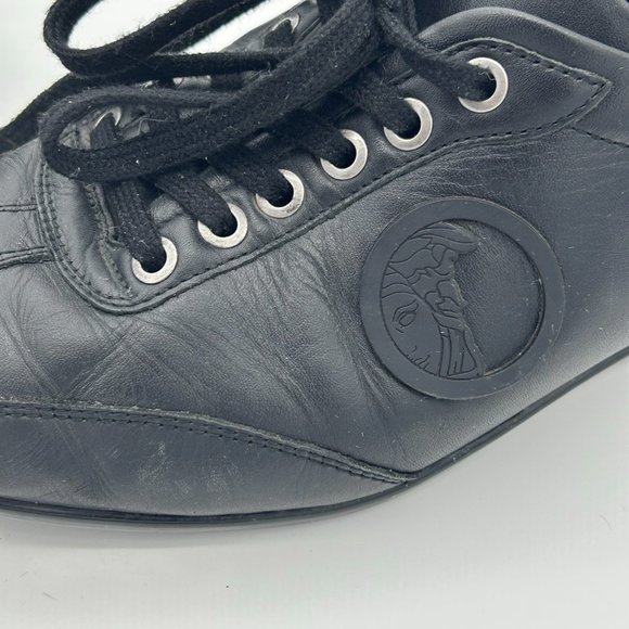 Versace Collection Black Leather Medusa Logo Shoes - Picture 9 of 12